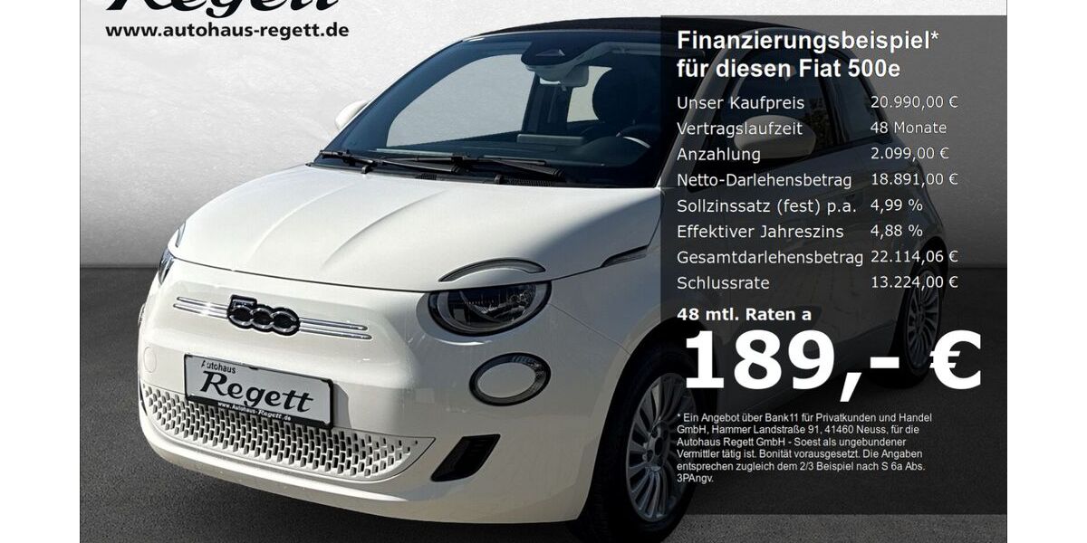 Fiat 500e 9.566 km 20.990 &euro; Soest 59494